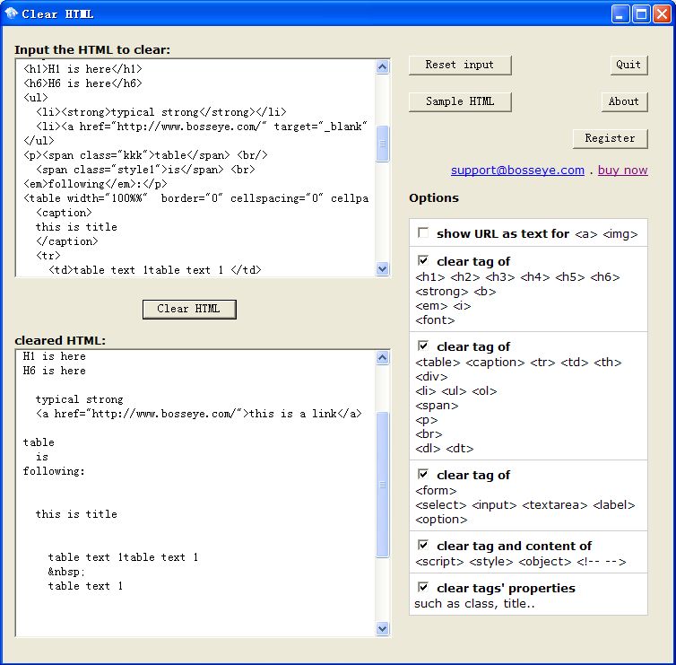 Screenshot for Clear HTML Tags 1.0